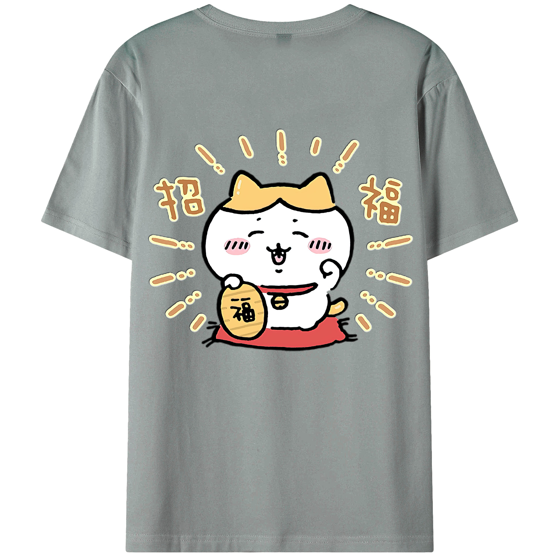 （画像用） ちいかわ ハチワレ Chii-kawa hachiware 綿100％ メンズ半袖Tシャツ（バックプリント） 通気性